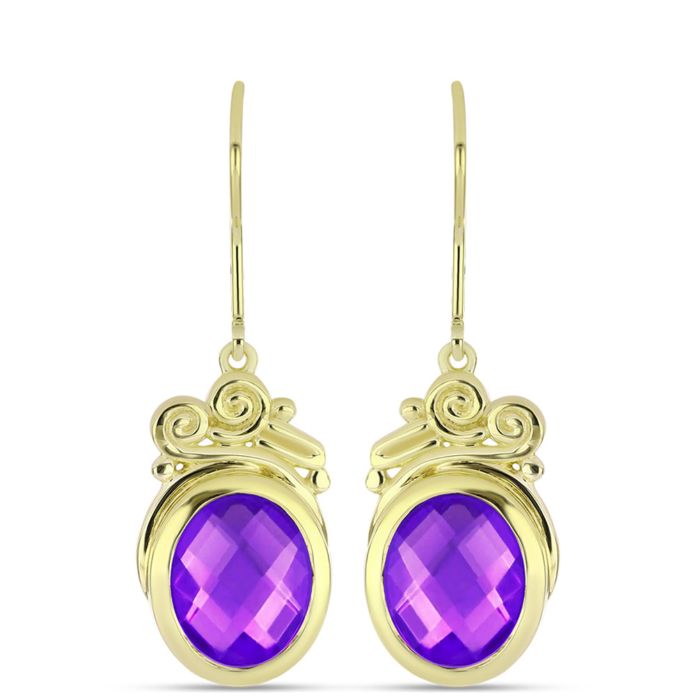 Cercei din Argint 925 Placat cu Aur ( 5.07 grame ) cu Agat Violet 5.8 Carate