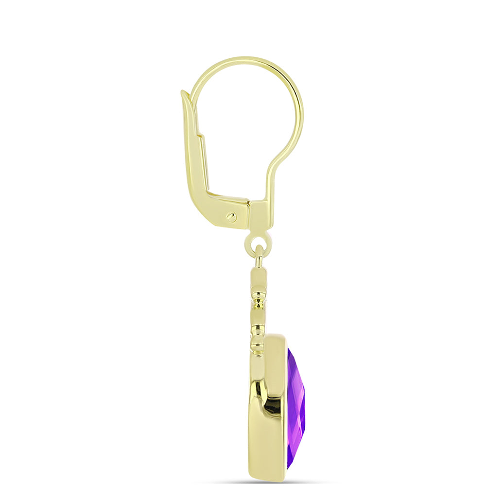 Cercei din Argint 925 Placat cu Aur ( 5.07 grame ) cu Agat Violet 5.8 Carate 2 