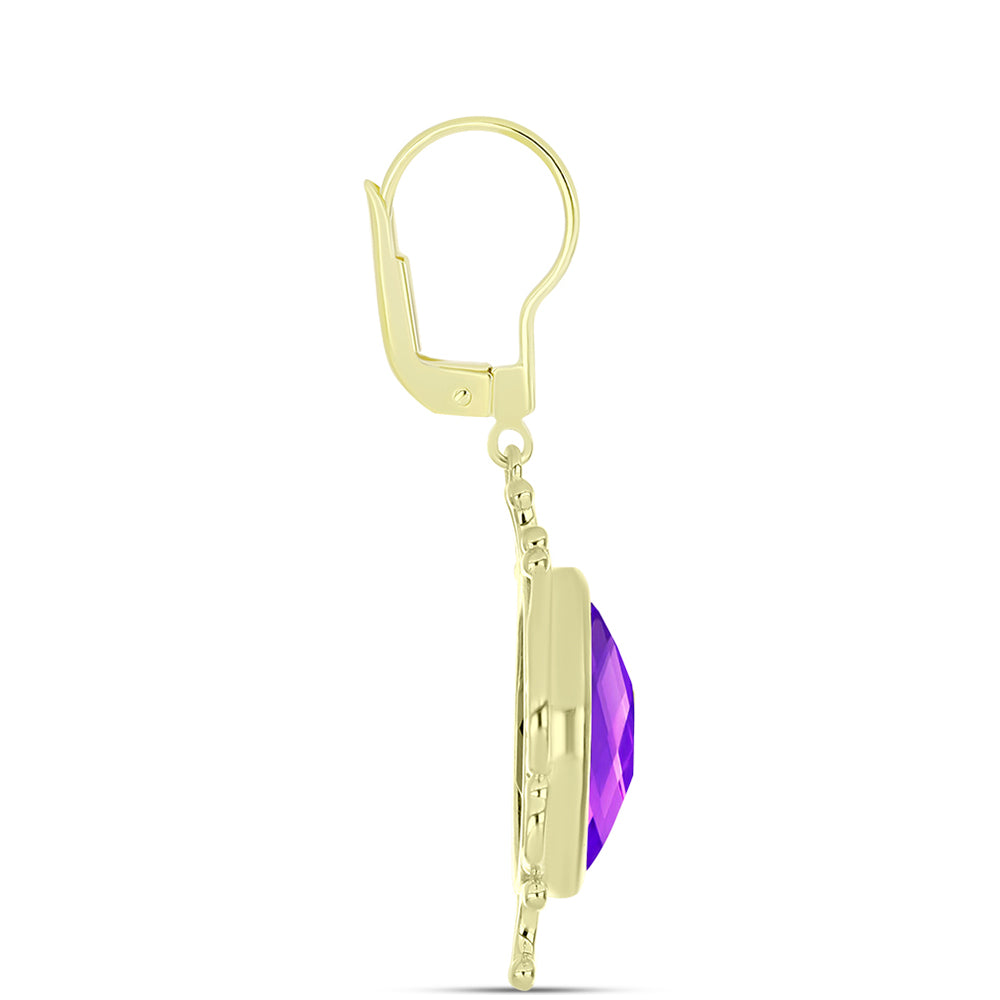 Cercei din Argint 925 Placat cu Aur ( 5.92 grame ) cu Agat Violet 9.7 Carate 2 