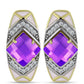 Cercei din Argint 925 Placat cu Aur ( 4.99 grame ) cu Agat Violet și Topaz Alb 2.39 Carate