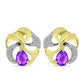 Cercei din Argint 925 Placat cu Aur ( 6.7 grame ) cu Agat Violet și Topaz Alb 2.72 Carate
