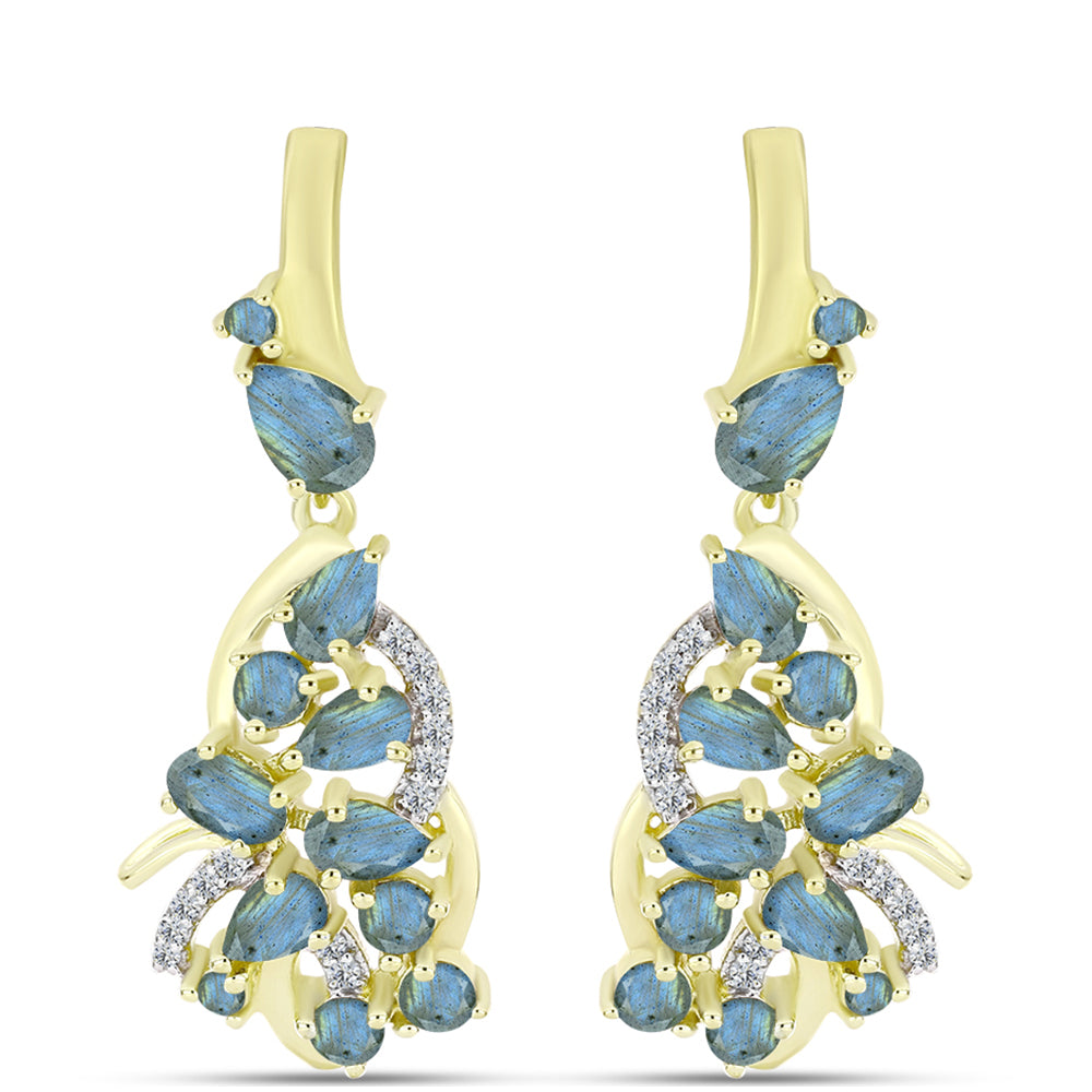 Cercei din Argint 925 Placat cu Aur ( 7.95 grame ) cu Labradorit 4.05 Carate