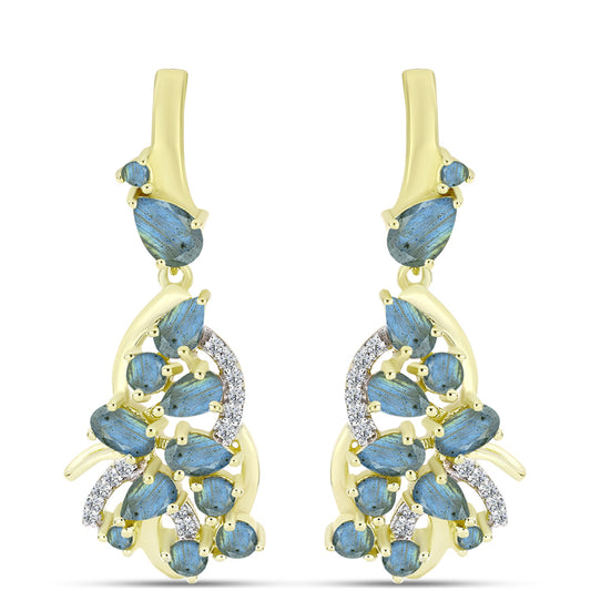Cercei din Argint 925 Placat cu Aur ( 7.95 grame ) cu Labradorit 4.05 Carate