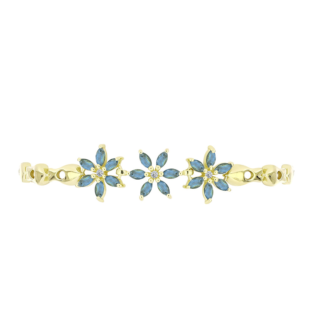Brățară din Argint 925 Placat cu Aur ( 9.96 grame ) cu Labradorit și Topaz Alb 2.63 Carate 2 