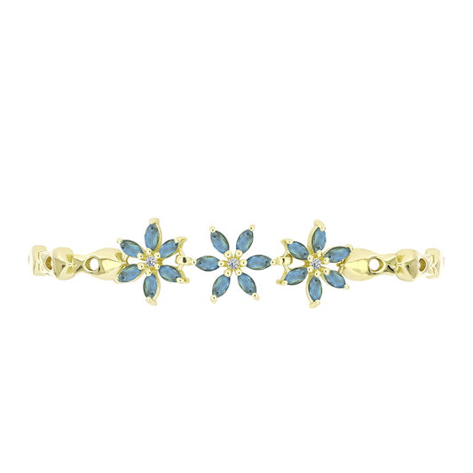 Brățară din Argint 925 Placat cu Aur ( 9.96 grame ) cu Labradorit și Topaz Alb 2.63 Carate