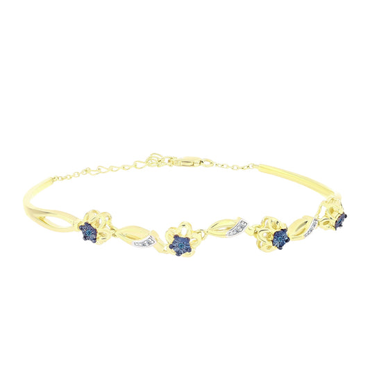Brățară din Argint 925 Placat cu Aur ( 8.66 grame ) cu Diamant Albastru și Topaz Alb 0.07 Carate