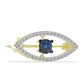 Broşă din Argint 925 Placat cu Aur ( 1.69 grame ) cu Diamant Albastru și Topaz Alb 0.22 Carate