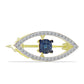 Broşă din Argint 925 Placat cu Aur ( 1.69 grame ) cu Diamant Albastru și Topaz Alb 0.22 Carate