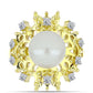 Inel din Argint 925 Placat cu Aur ( 5.96 grame ) cu Perlă de Apă Dulce Albă și Topaz Alb 5.37 Carate