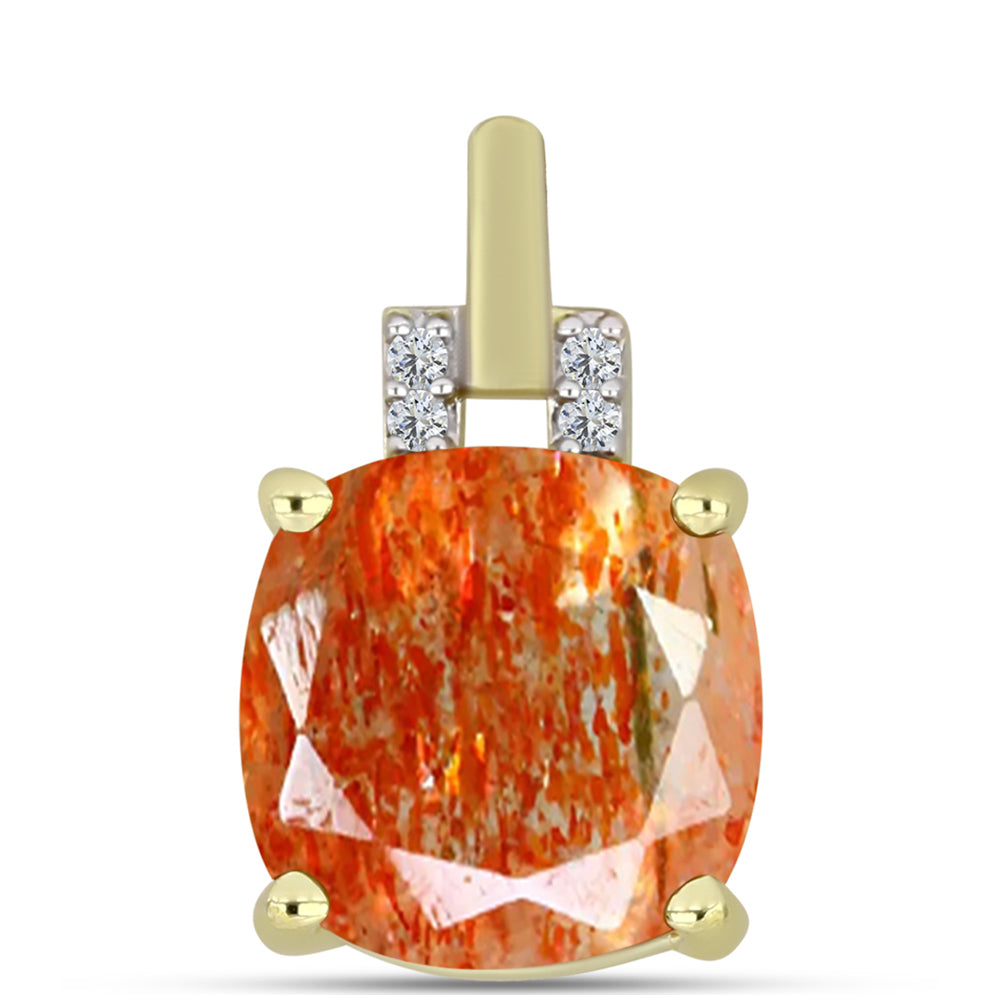 Pandantiv din Argint 925 Placat cu Aur ( 1.13 grame ) cu Piatra Soarelui Oregon și Topaz Alb 3.05 Carate 1 