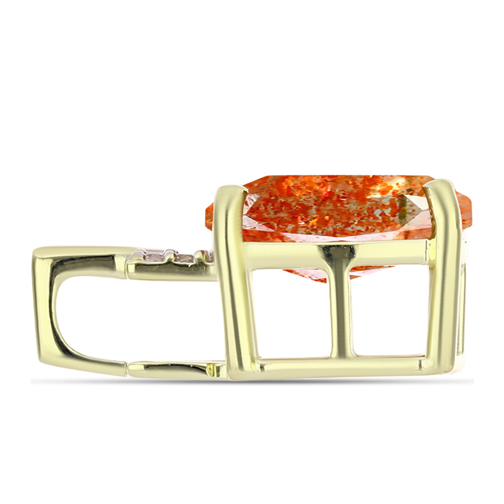 Pandantiv din Argint 925 Placat cu Aur ( 1.13 grame ) cu Piatra Soarelui Oregon și Topaz Alb 3.05 Carate 2 