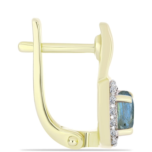 Cercei din Argint 925 Placat cu Aur ( 2.97 grame ) cu Labradorit și Topaz Alb 1.39 Carate