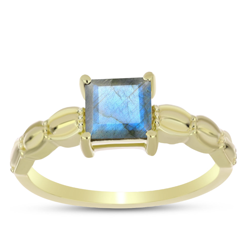 Inel din Argint 925 Placat cu Aur ( 2.44 grame ) cu Labradorit 0.99 Carate 3 