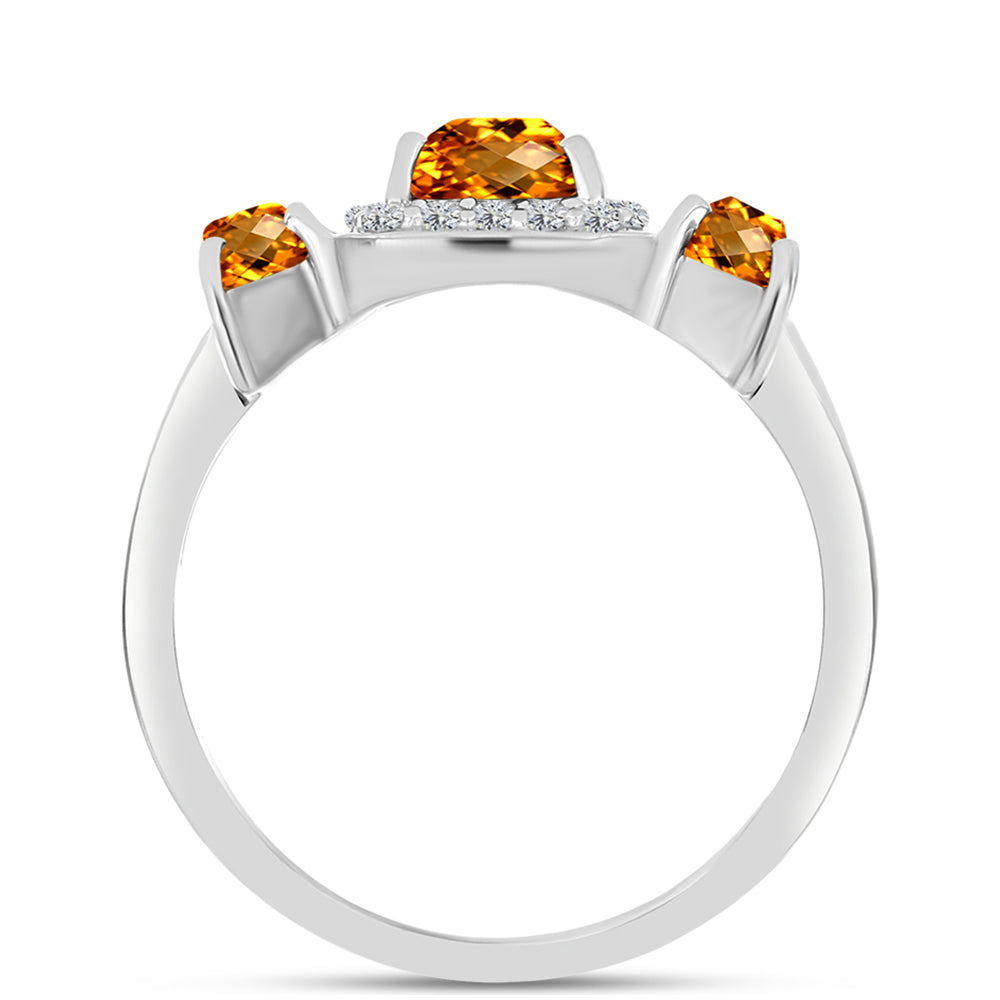 Inel din Argint 925 ( 2.7 grame ) cu Citrin Madeira și Topaz Alb 1.61 Carate