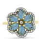 Inel din Argint 925 Placat cu Aur ( 3.35 grame ) cu Labradorit și Topaz Alb 2.9 Carate