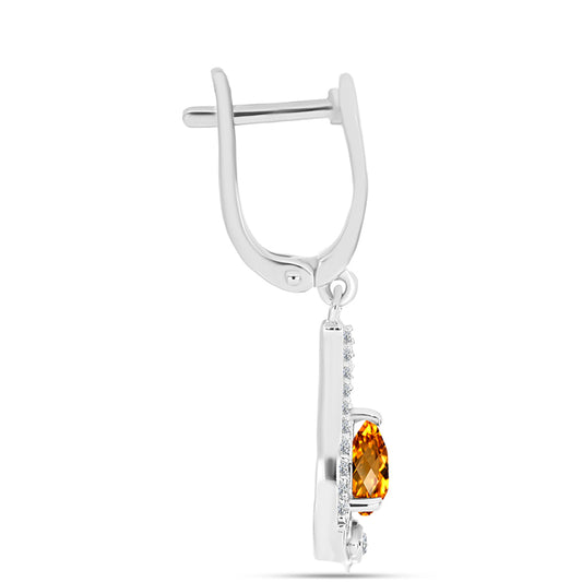 Cercei din Argint 925 ( 4.82 grame ) cu Citrin Madeira și Topaz Alb 1.69 Carate