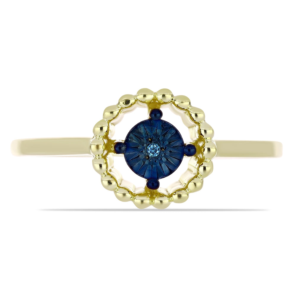 Inel din Argint 925 Placat cu Aur ( 2.49 grame ) cu Diamant Albastru 0.01 Carate