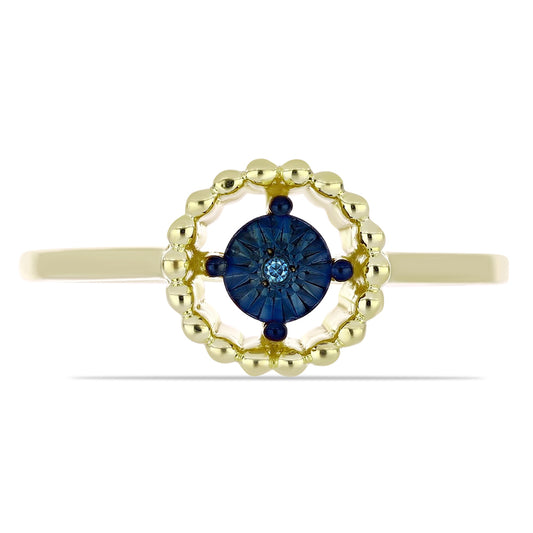 Inel din Argint 925 Placat cu Aur ( 2.49 grame ) cu Diamant Albastru 0.01 Carate