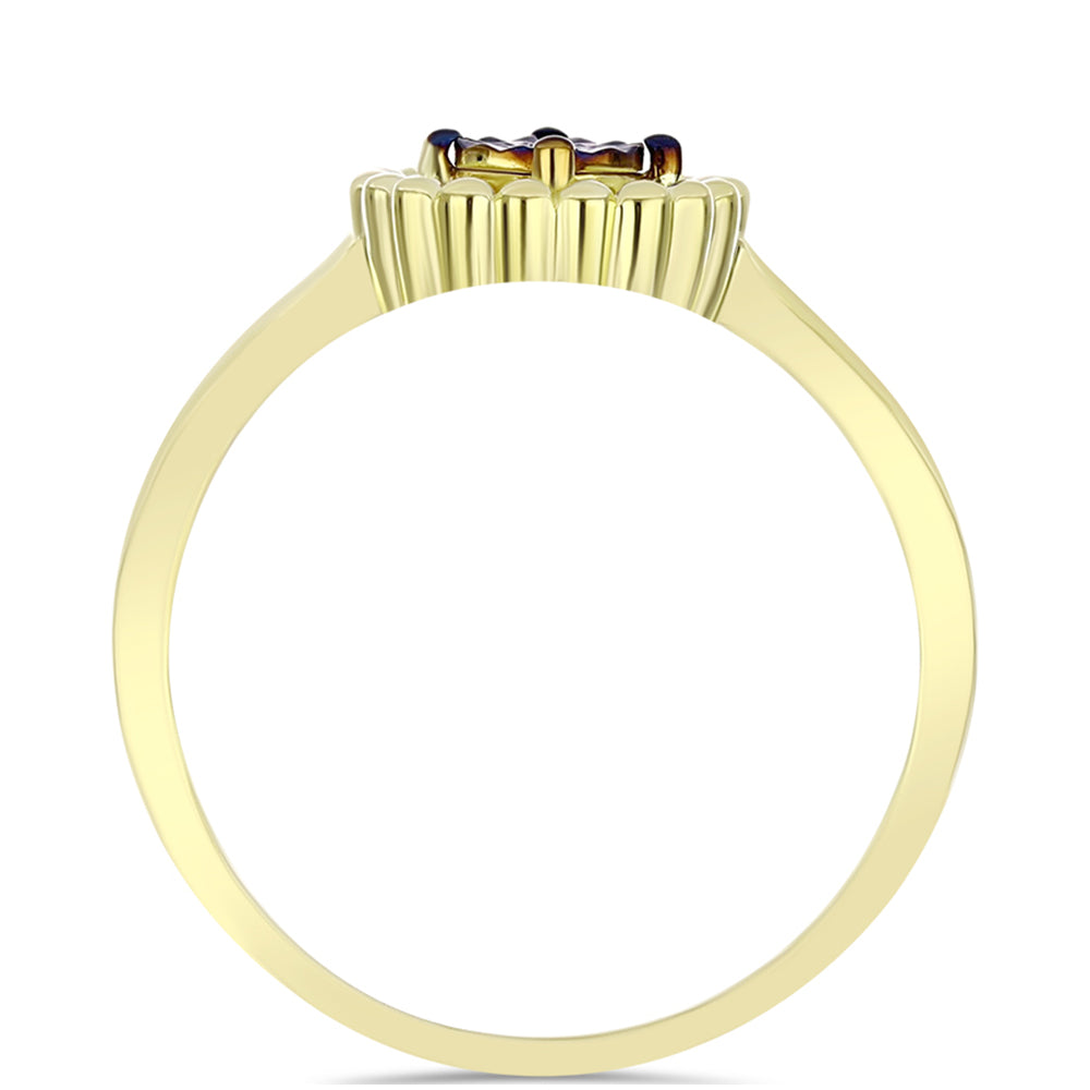 Inel din Argint 925 Placat cu Aur ( 2.49 grame ) cu Diamant Albastru 0.01 Carate 2 