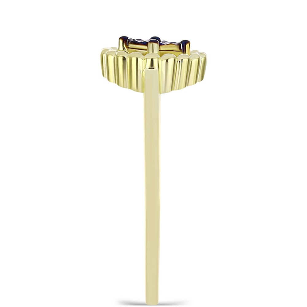 Inel din Argint 925 Placat cu Aur ( 2.49 grame ) cu Diamant Albastru 0.01 Carate 4 
