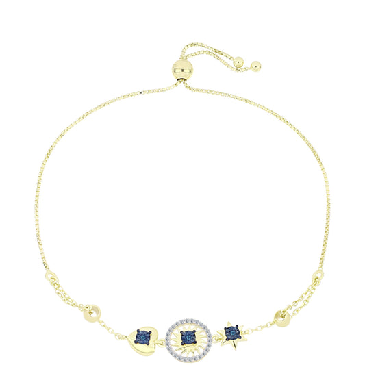 Brățară din Argint 925 Placat cu Aur ( 5.03 grame ) cu Diamant Albastru și Topaz Alb 0.2 Carate
