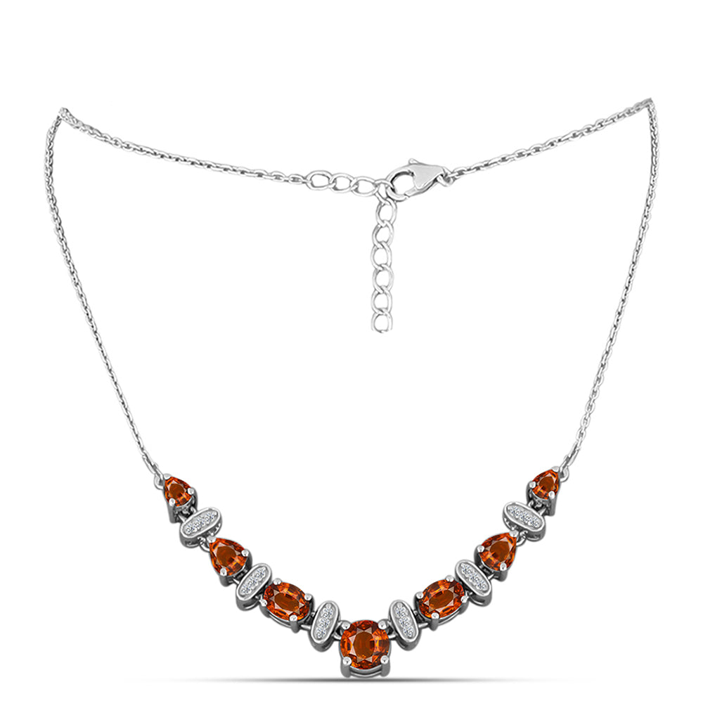 Colier din Argint 925 ( 5.66 grame ) cu Citrin Madeira și Topaz Alb 2.56 Carate 1 
