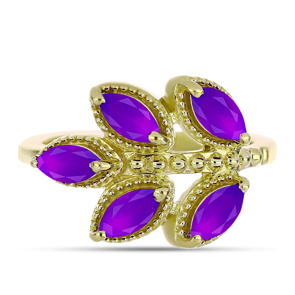 Inel din Argint 925 Placat cu Aur ( 3.37 grame ) cu Agat Violet 1.1 Carate