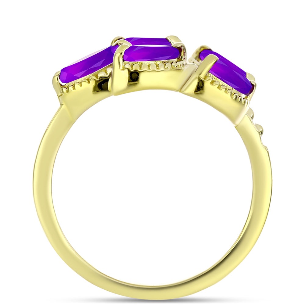 Inel din Argint 925 Placat cu Aur ( 3.37 grame ) cu Agat Violet 1.1 Carate