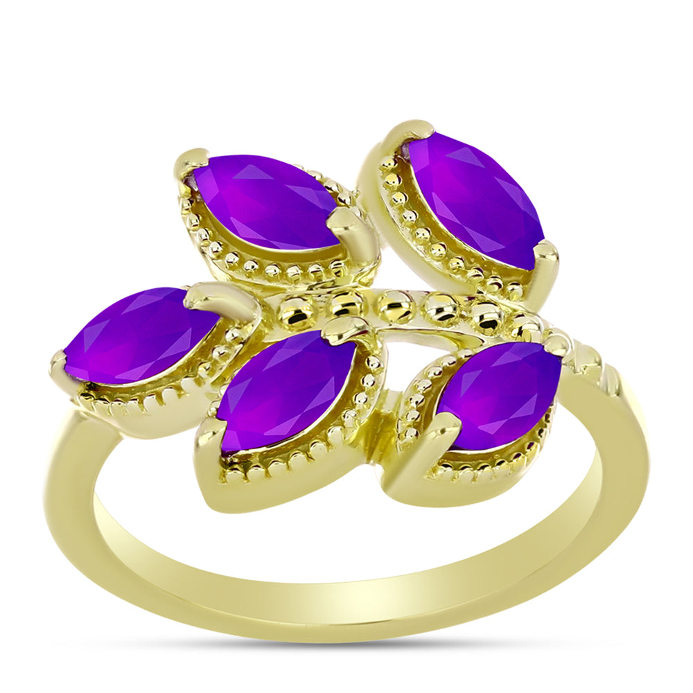 Inel din Argint 925 Placat cu Aur ( 3.37 grame ) cu Agat Violet 1.1 Carate 3 
