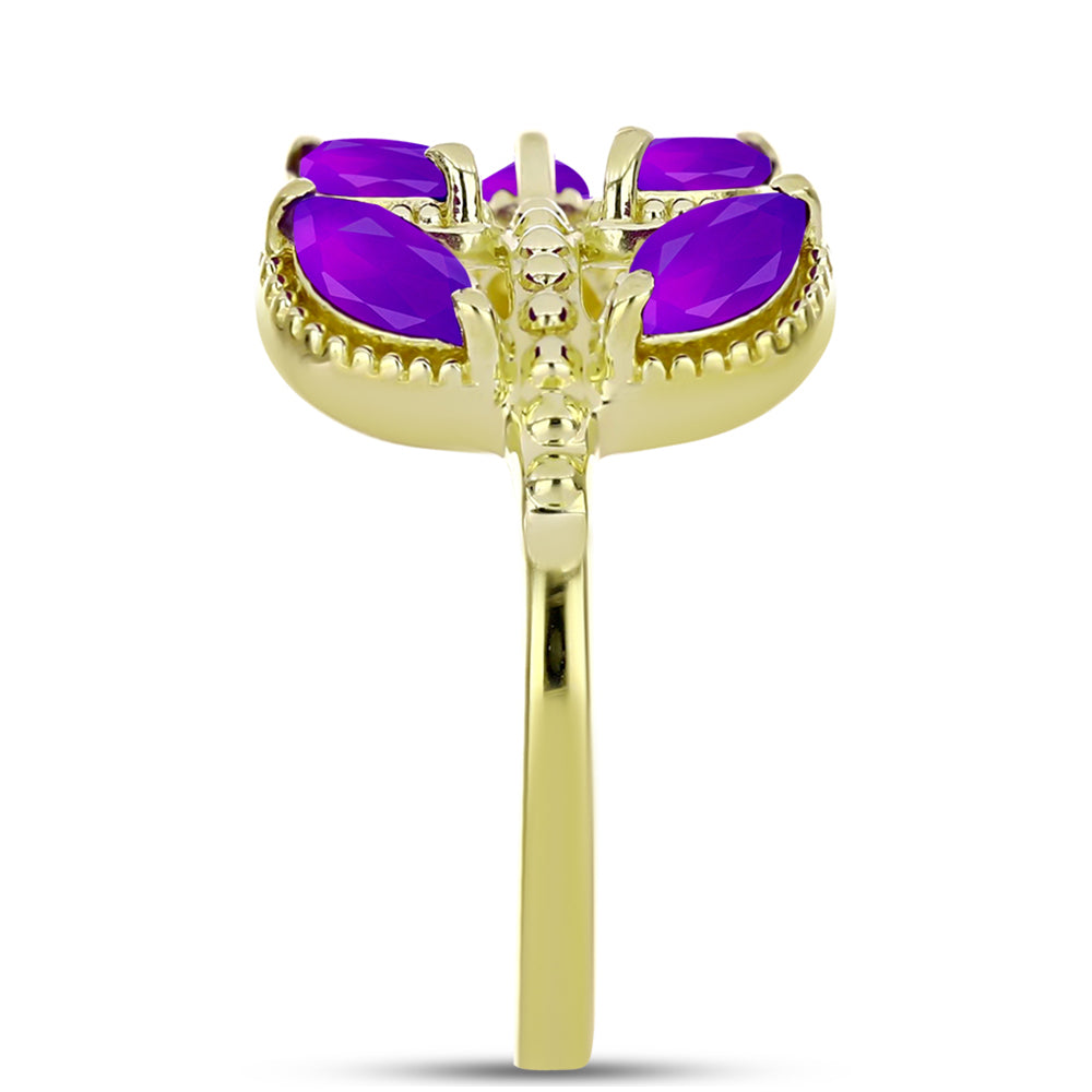 Inel din Argint 925 Placat cu Aur ( 3.37 grame ) cu Agat Violet 1.1 Carate