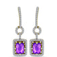 Cercei din Argint 925 Placat cu Aur ( 4.66 grame ) cu Agat Violet și Topaz Alb 2.37 Carate