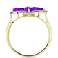 Inel din Argint 925 Placat cu Aur ( 3.07 grame ) cu Agat Violet și Topaz Alb 1.72 Carate