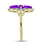 Inel din Argint 925 Placat cu Aur ( 3.07 grame ) cu Agat Violet și Topaz Alb 1.72 Carate