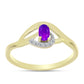 Inel din Argint 925 Placat cu Aur ( 1.86 grame ) cu Agat Violet și Topaz Alb 0.28 Carate