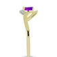 Inel din Argint 925 Placat cu Aur ( 1.86 grame ) cu Agat Violet și Topaz Alb 0.28 Carate
