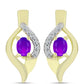 Cercei din Argint 925 Placat cu Aur ( 3.17 grame ) cu Agat Violet și Topaz Alb 0.38 Carate