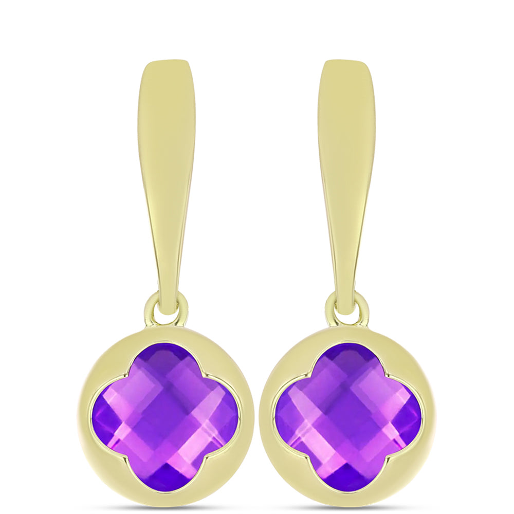 Cercei din Argint 925 Placat cu Aur ( 3.5 grame ) cu Agat Violet 3.24 Carate 1 