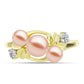 Inel din Argint 925 Placat cu Aur ( 3.35 grame ) cu Perlă de Apă Dulce Piersică și Topaz Alb 2.41 Carate