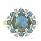 Inel din Argint 925 Placat cu Aur ( 4.03 grame ) cu Labradorit și Topaz Alb 4.72 Carate
