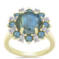 Inel din Argint 925 Placat cu Aur ( 4.03 grame ) cu Labradorit și Topaz Alb 4.72 Carate
