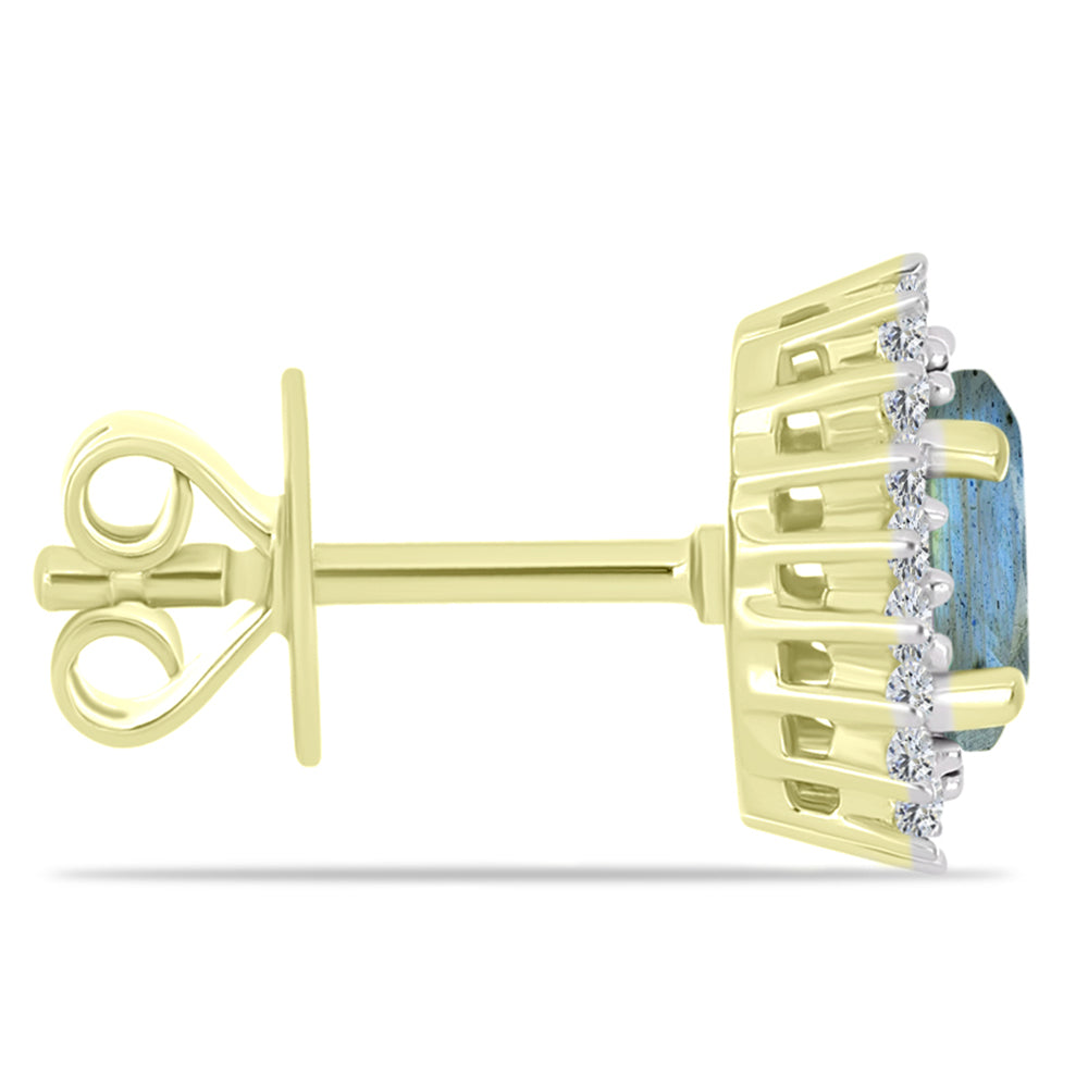 Cercei din Argint 925 Placat cu Aur ( 2 grame ) cu Labradorit și Topaz Alb 1.17 Carate 2 