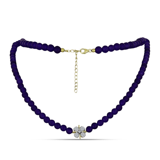 Colier din Argint 925 Placat cu Aur ( 2.1 grame ) cu Agat Violet și Topaz Alb 120.29 Carate