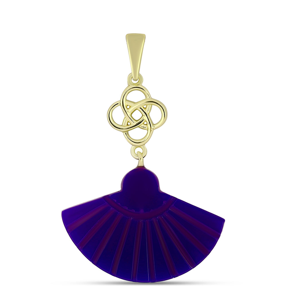 Pandantiv din Argint 925 Placat cu Aur ( 0.95 grame ) cu Agat Violet 11.5 Carate 1 