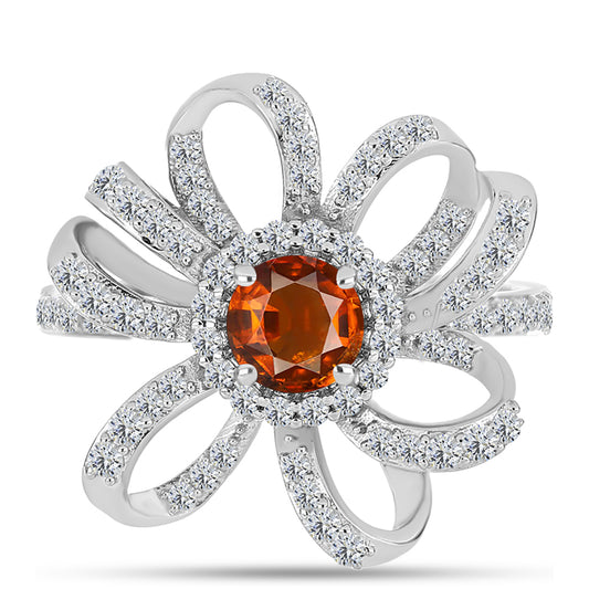Inel din Argint 925 ( 4.44 grame ) cu Citrin Madeira și Topaz Alb 1.75 Carate