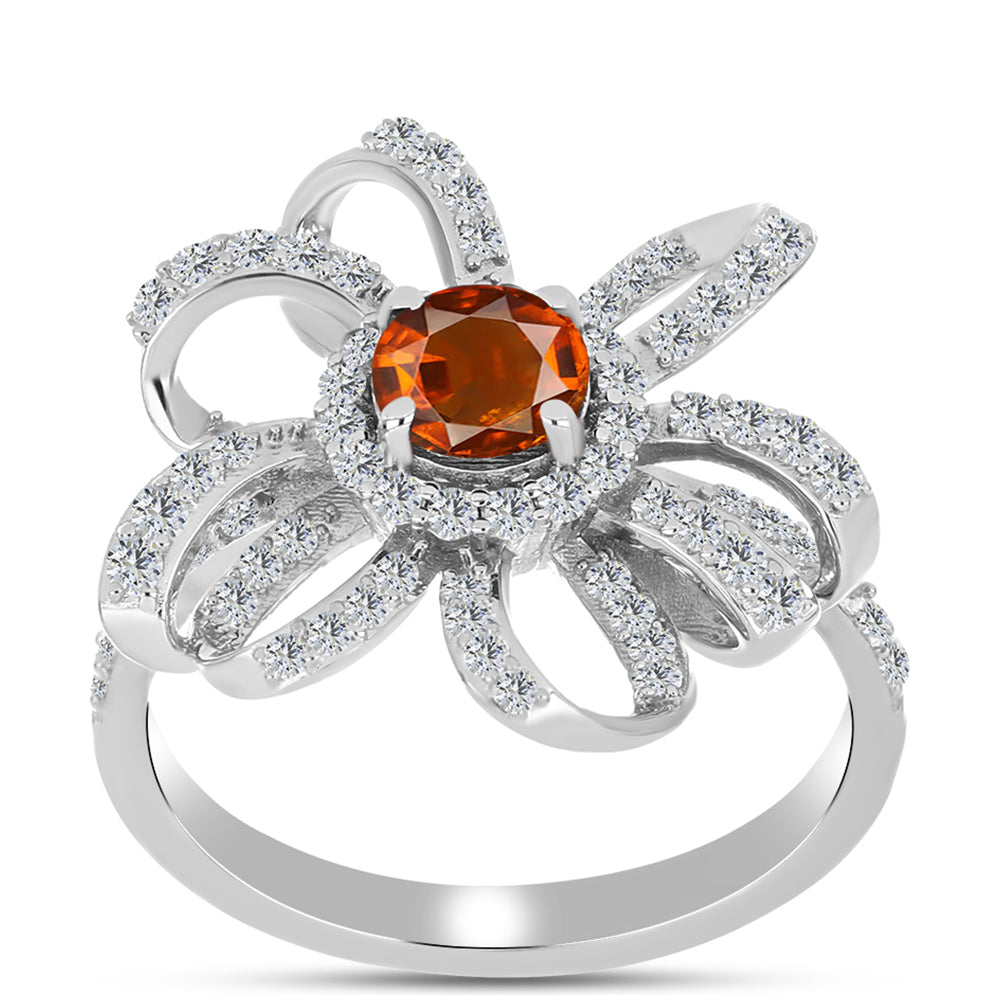 Inel din Argint 925 ( 4.44 grame ) cu Citrin Madeira și Topaz Alb 1.75 Carate 3 