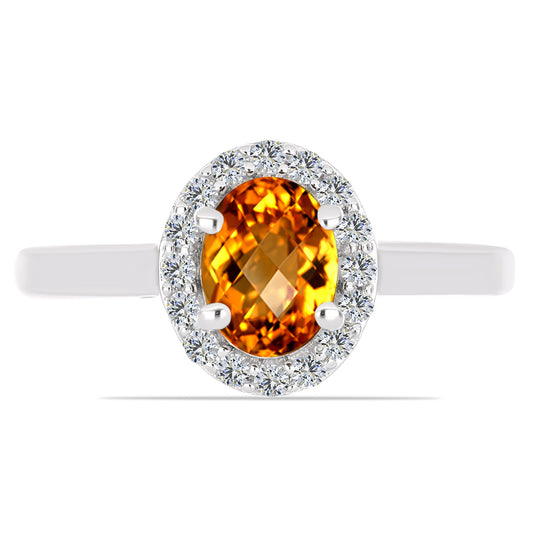 Inel din Argint 925 ( 2.52 grame ) cu Citrin Madeira și Topaz Alb 1.37 Carate