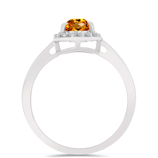 Inel din Argint 925 ( 2.52 grame ) cu Citrin Madeira și Topaz Alb 1.37 Carate