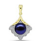 Pandantiv din Argint 925 Placat cu Aur ( 2.4 grame ) cu Perlă de Apă Dulce Neagră și Topaz Alb 4.61 Carate