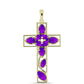 Cruce Pandantiv din Argint 925 Placat cu Aur ( 3.42 grame ) cu Agat Violet 3.05 Carate