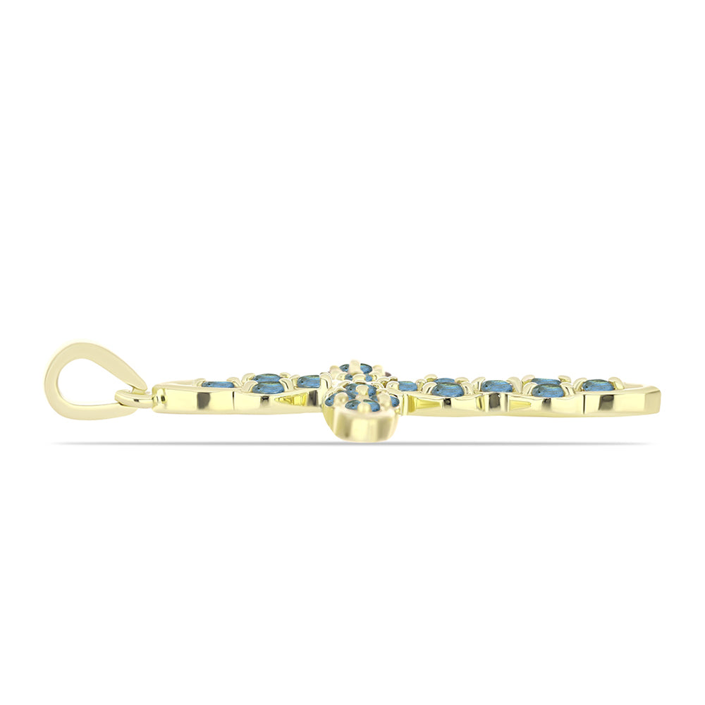 Cruce Pandantiv din Argint 925 Placat cu Aur ( 3.24 grame ) cu Labradorit 0.64 Carate